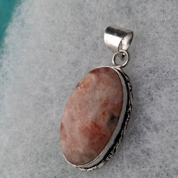 2/20$ NWOT oval orange sunstone oval 925 pendant - Picture 4 of 5